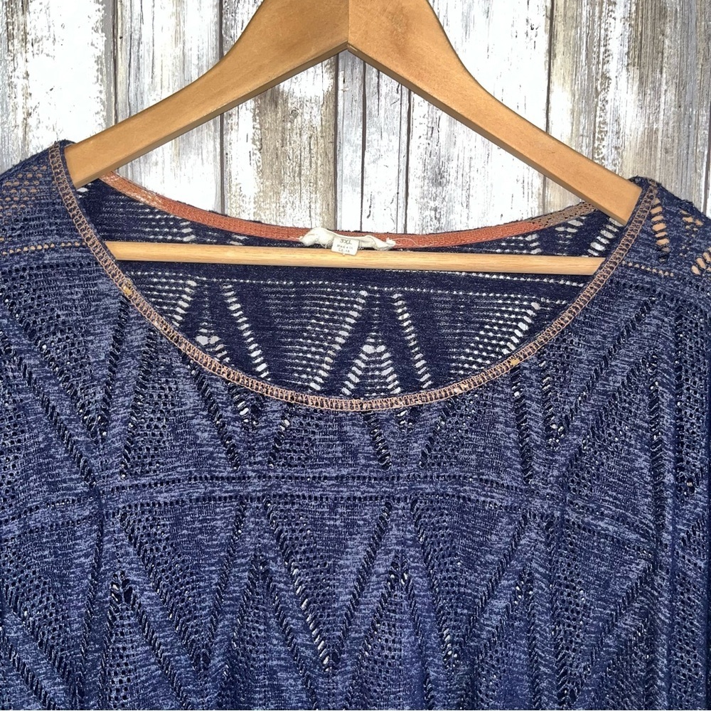 Oddy Open Stitch Patchwork Bottom Long Sleeve Tunic - Picture 5 of 6